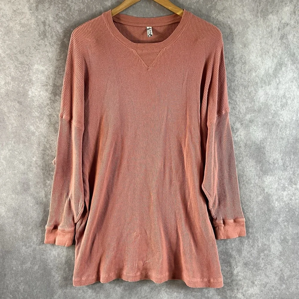 Free People Intimately Shirt Women XS / TP  Waffle Knit Long Sleeve Henley Top